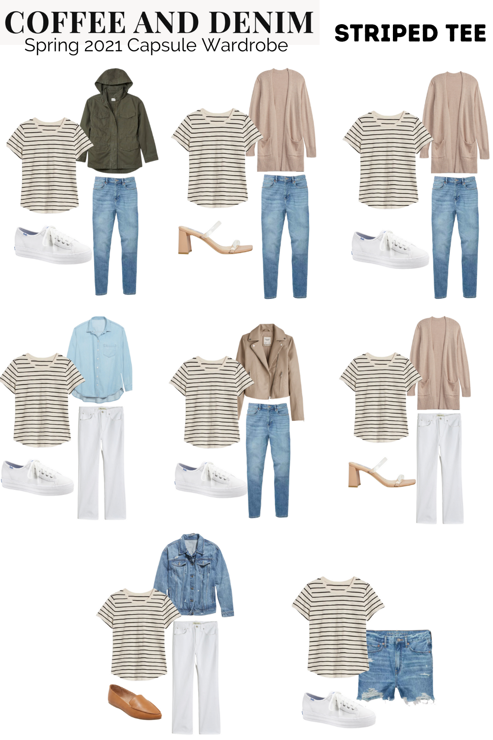How to style a striped t-shirt multiple ways